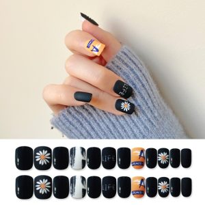 Uñas adhesivas negras  X24