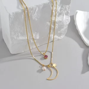 Collar Lunar de Doble Cadena