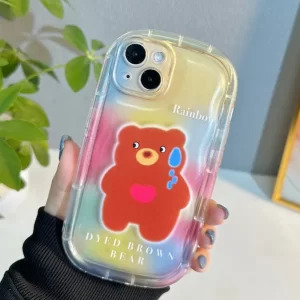 Forro Redondo de Iphone 13 Osito Colorido