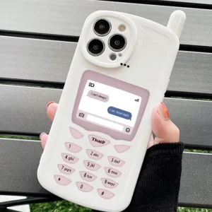 Funda Iphone con Diseño de Teclado Retro en Blanco