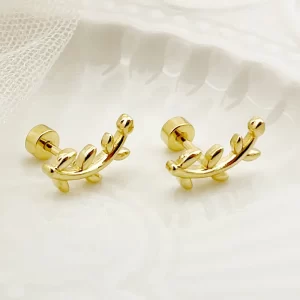 Mini Aretes Hojitas Dorados