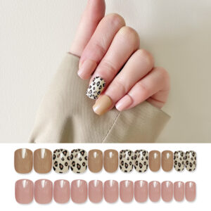 Uñas adhesivas print de leopardo x24