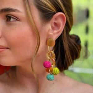 Aretes artesanales Bolas Coloridas en palma de iraca - AMUI Accesorios