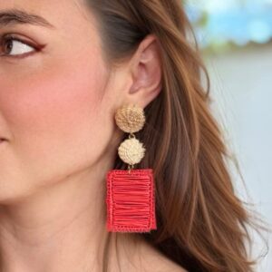 Aretes artesanales Terracota tejidos en palma de iraca - AMUI Accesorios